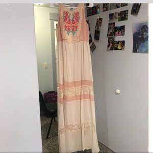 Pink and peach long dress